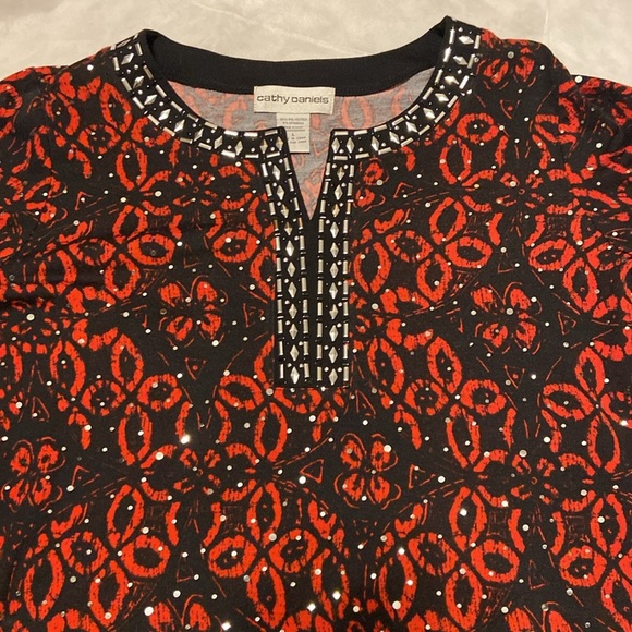 Women’s size Large Tops sparkly red and black. Perfect for the holiday season. - Picture 5 of 8